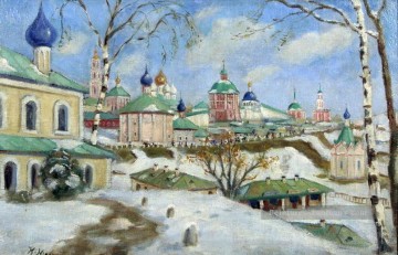 le cortège sur les pentes Konstantin Yuon scènes de ville de paysage urbain Peinture à l'huile